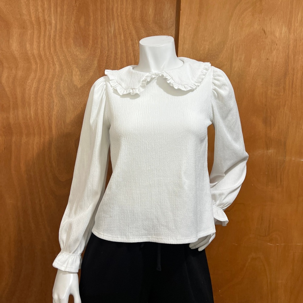 ZARA Junior Girls White Plissé Peter Pan Collar Blouse 13-14 Yrs